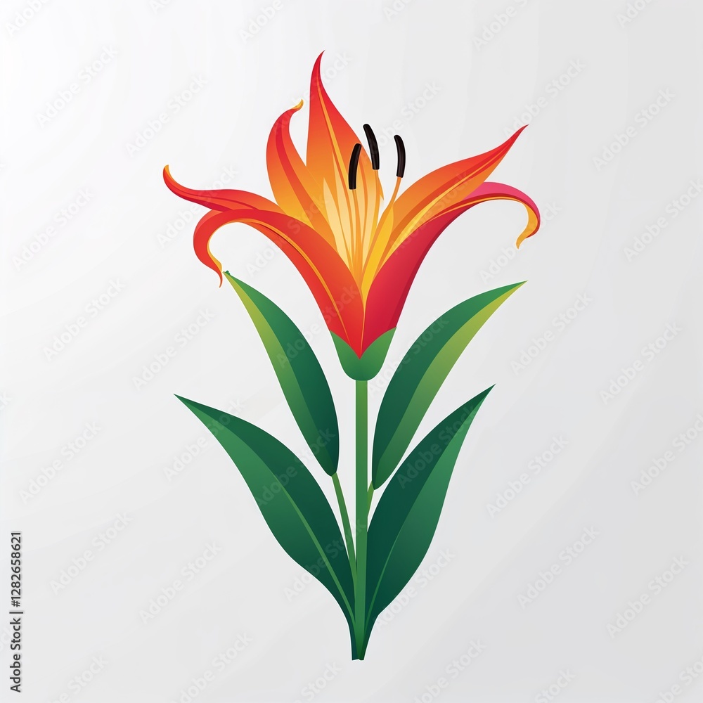 flame lily icon on plain white background flame lily icon on plain white background