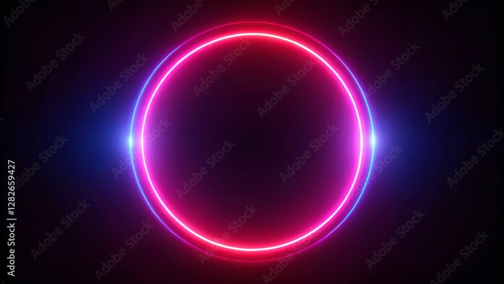 Fototapeta premium Neon Circle with Glowing Light Effects on Dark Background