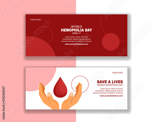 Hemophilia Awareness Campaign Horizontal Banner in Flat Cartoon Background