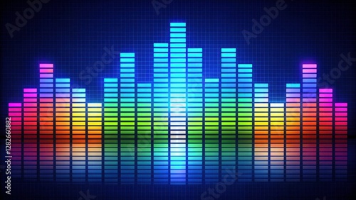 Colorful Frequency Equalizer Display with Reflected Background Design