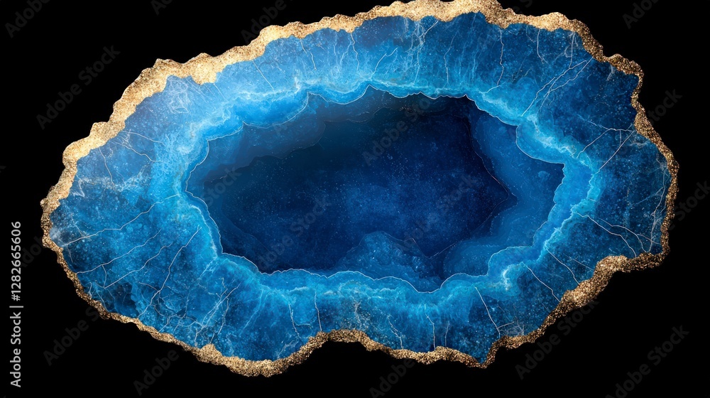 Obraz premium Luxury Blue Agate Geode Texture Gold Accent Background