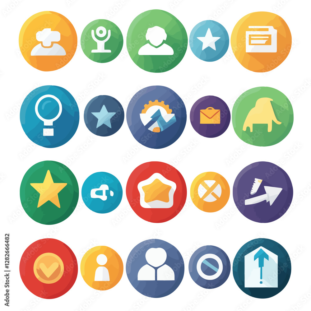 Collection of Colorful Business, Technology and Social Media Vector Icons Collection of Colorful Business, Technology and Social Media Vector Icons