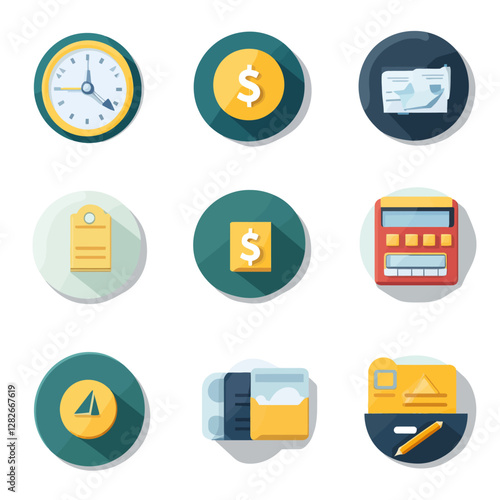 Business Finance icons. Vector art set for financial planning management