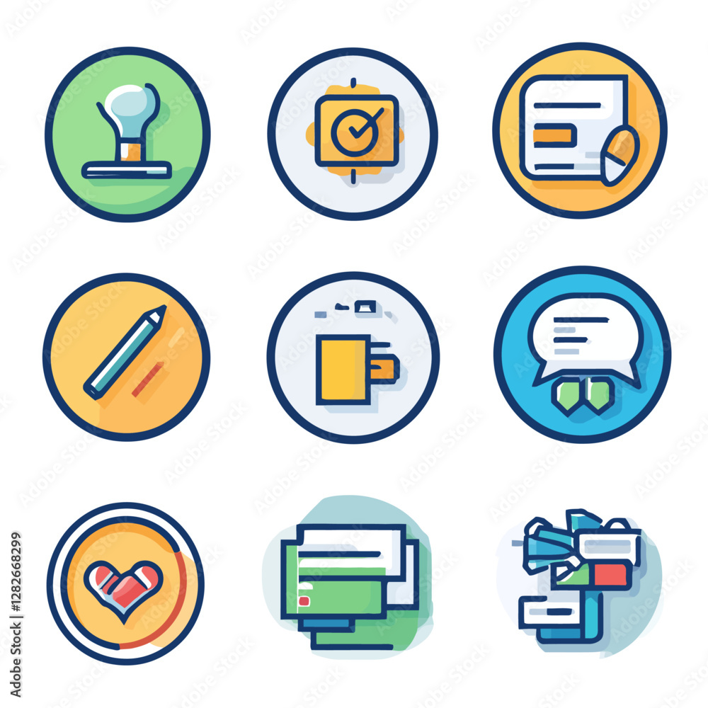 © TatChong - Icon Set with Business and Office Supplies in Modern Flat Design Style © TatChong - Icon Set with Business and Office Supplies in Modern Flat Design Style