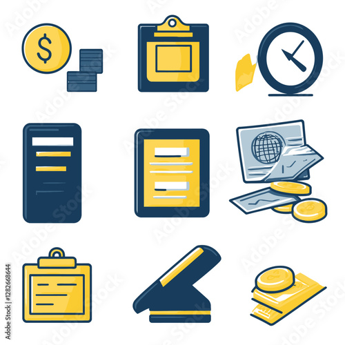 Business Financial and Workflow Task Automation Icon Set