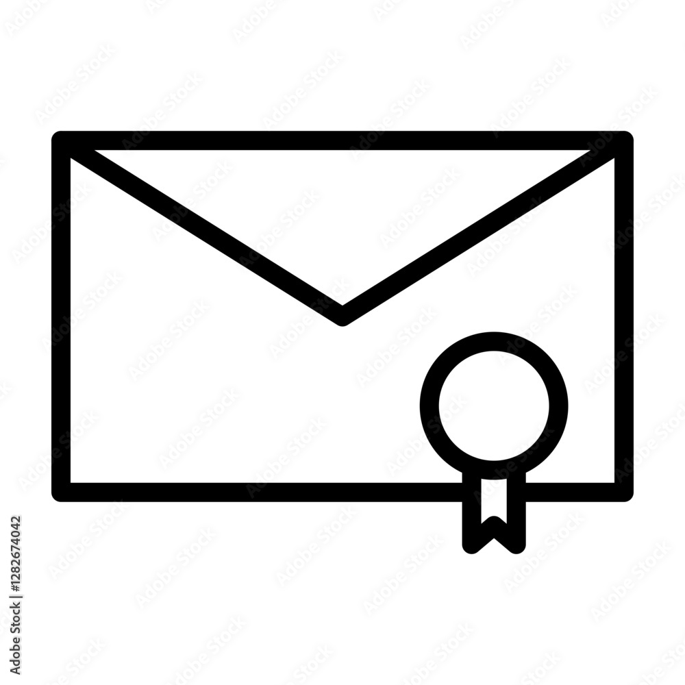 Certified Mail Envelope Vector Line Icon Design Certified Mail Envelope Vector Line Icon Design