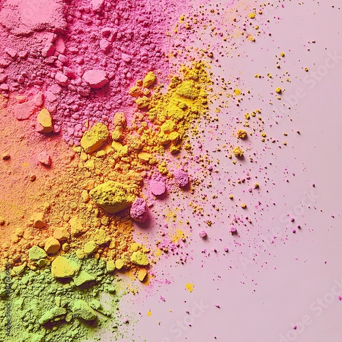 Holi Colorful Powder Burst on White Background, Holi