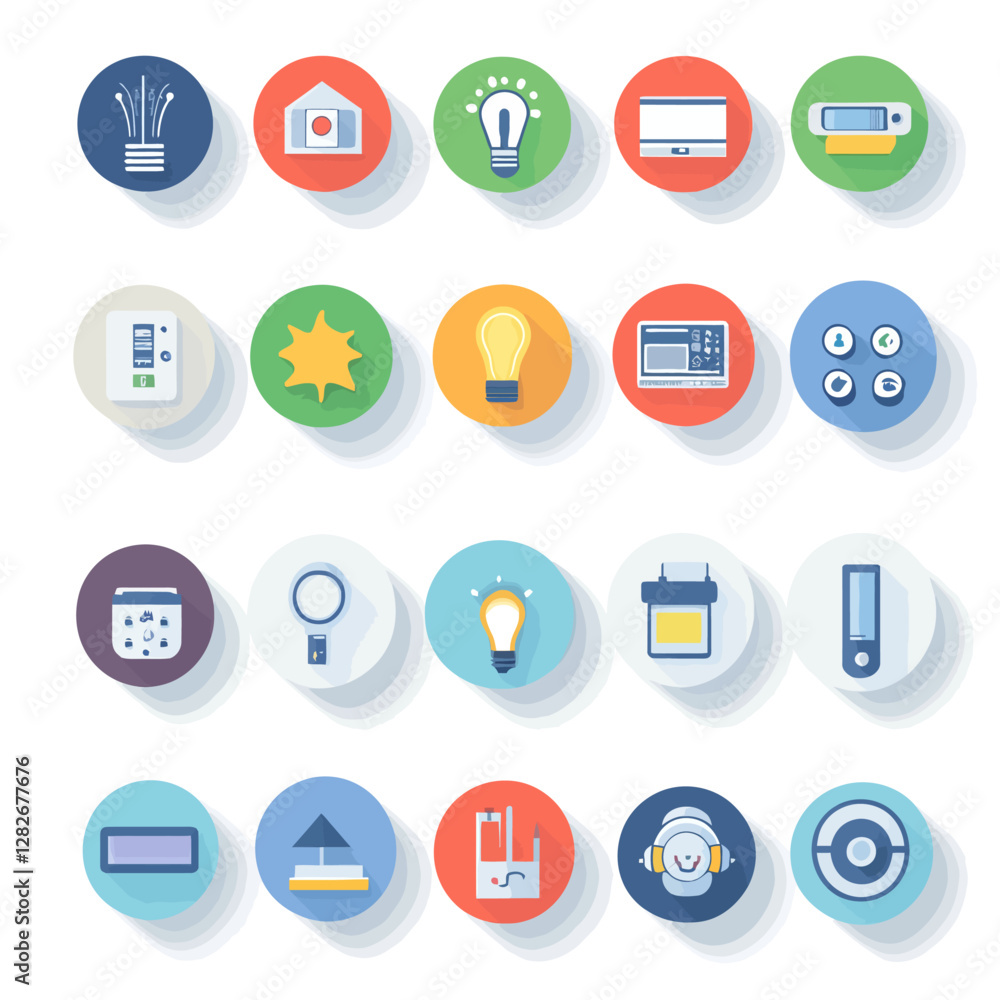 Technology Icons Flat Design Vector Set Innovation and Modern Equipment Technology Icons Flat Design Vector Set Innovation and Modern Equipment