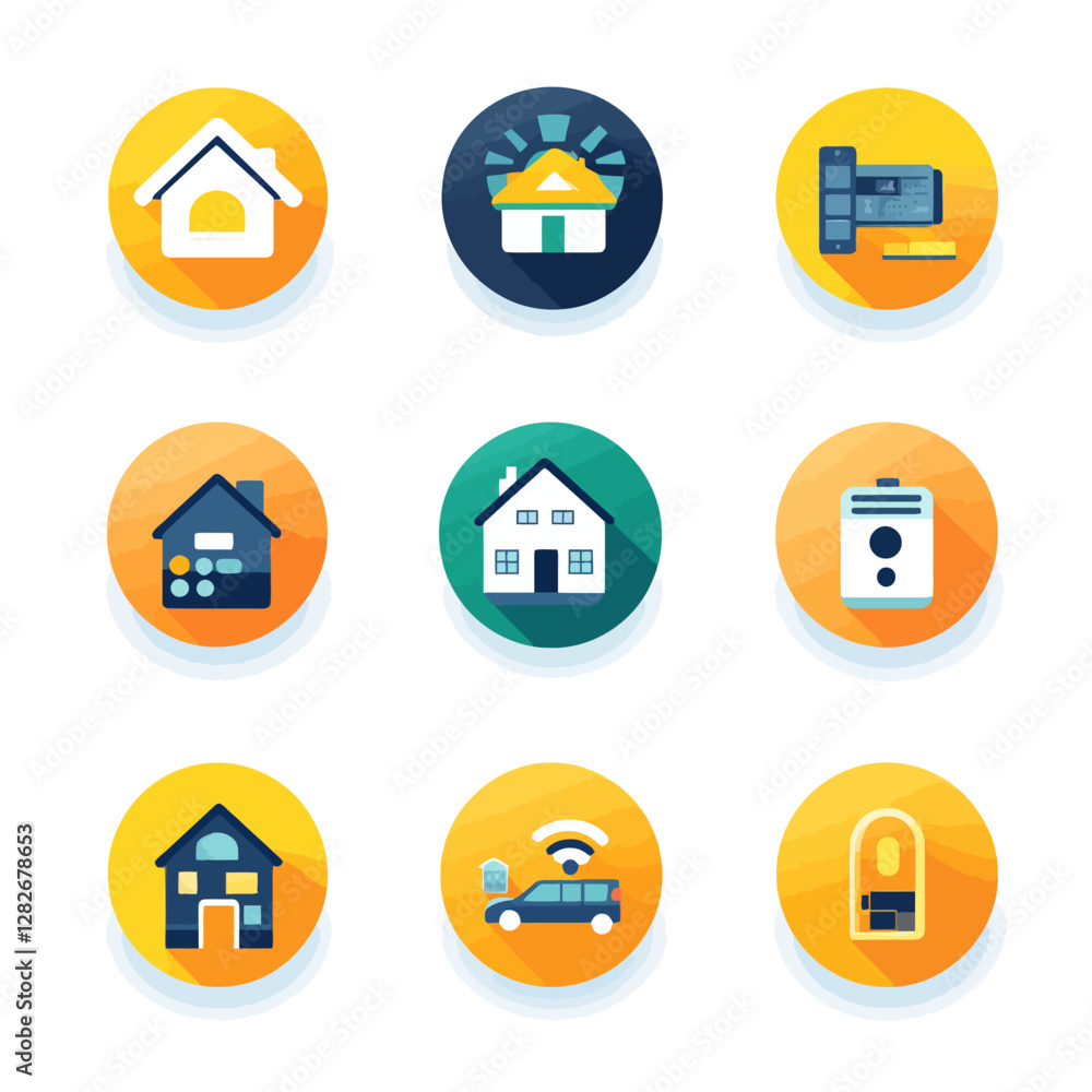 Smart home automation vector icons set, internet of things technology. Smart home automation vector icons set, internet of things technology.