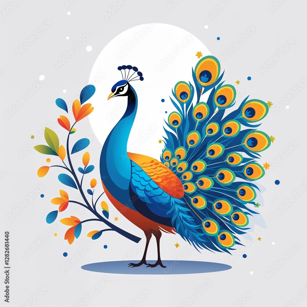 Obraz premium peacock icon on plain white background
