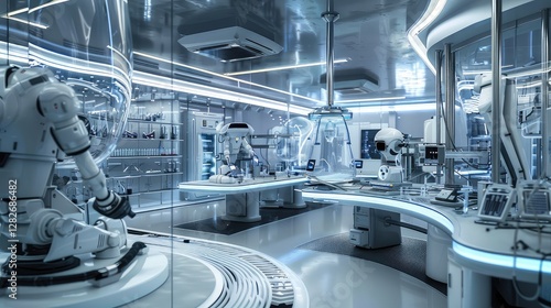 Advanced Robotics in Futuristic Laboratory