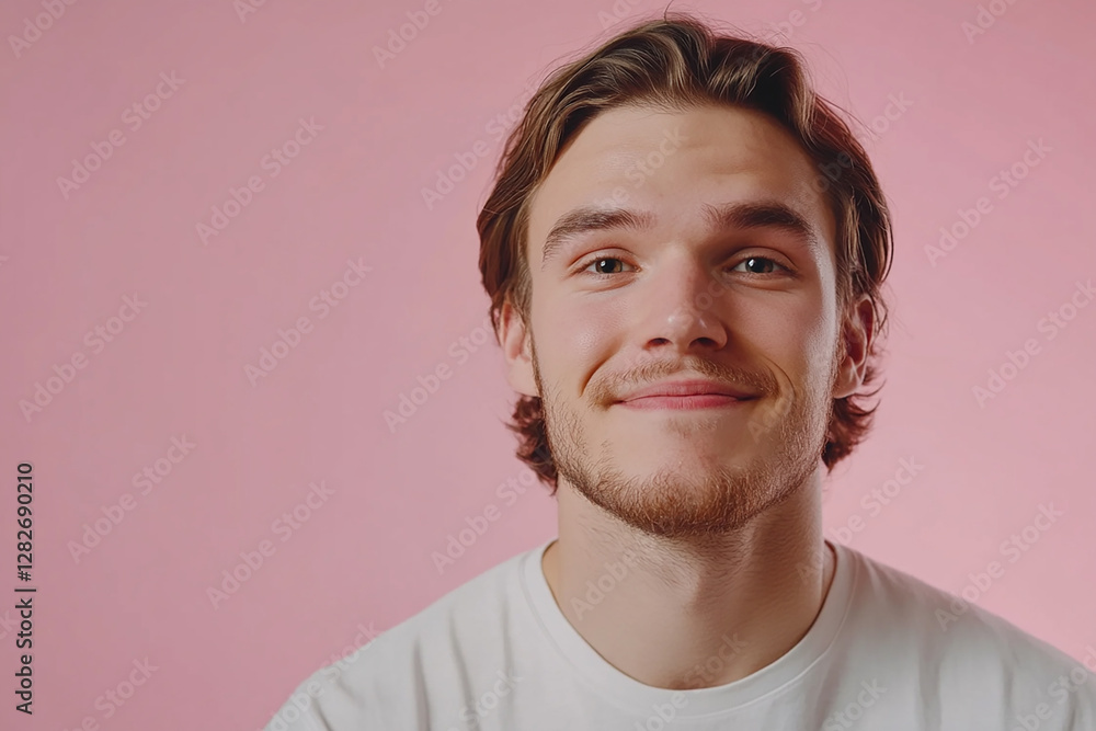 Naklejka premium Man smiling close-up