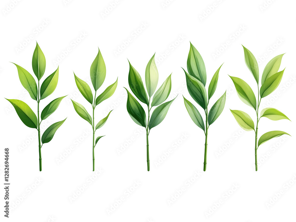 Fototapeta premium Lily of the valley Leaf, isolated on white background, full depth of field