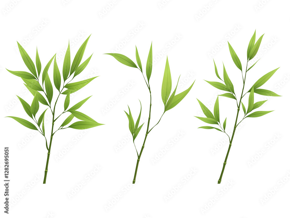 Fototapeta premium Bamboo leaf, isolated on white background, full depth of field