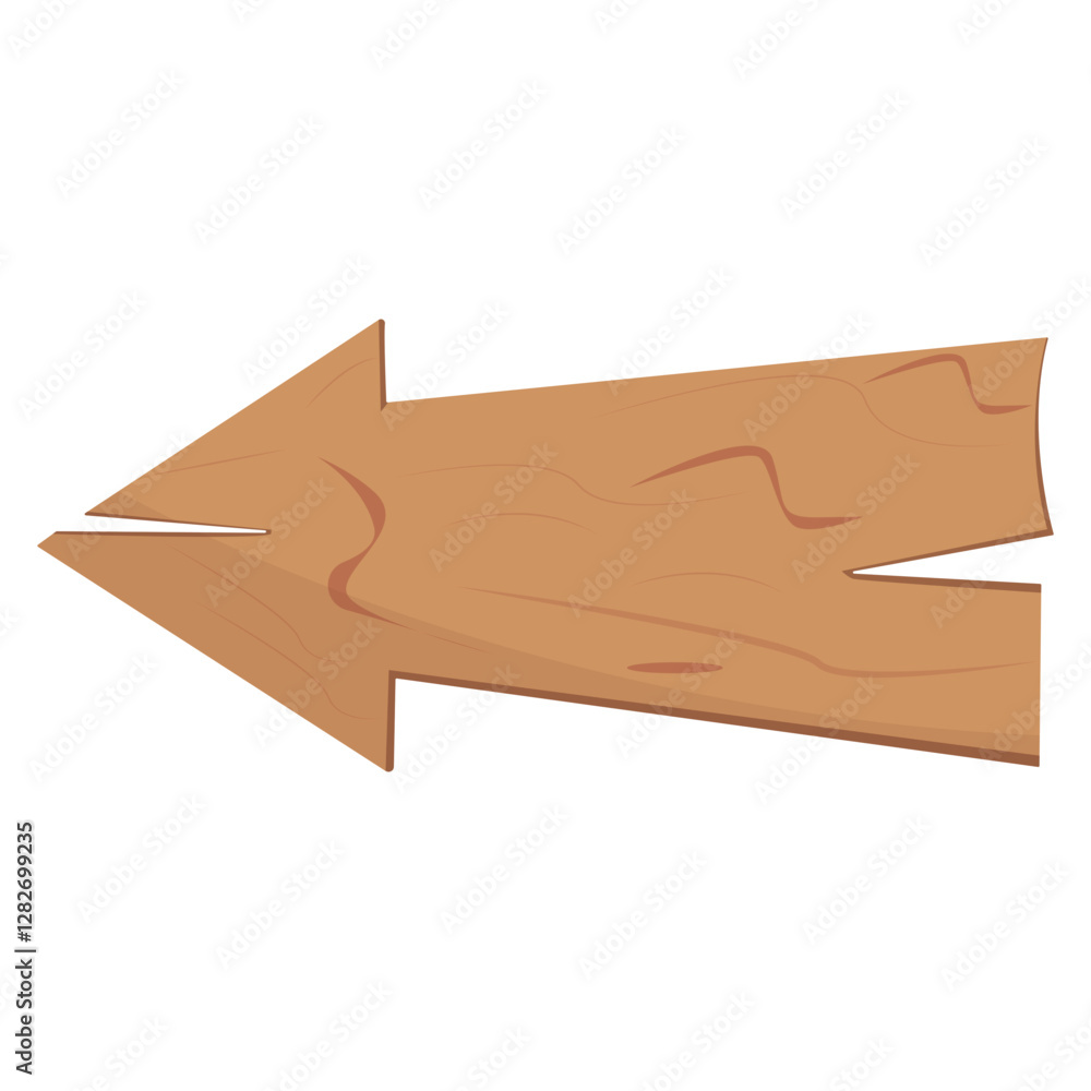 Cartoon Wooden Signpost. Vector Illustration on White Background