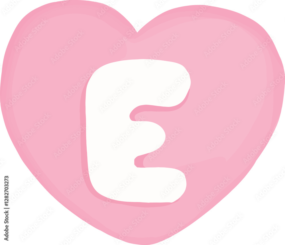 Heart with letter E on transparent background Heart with letter E on transparent background