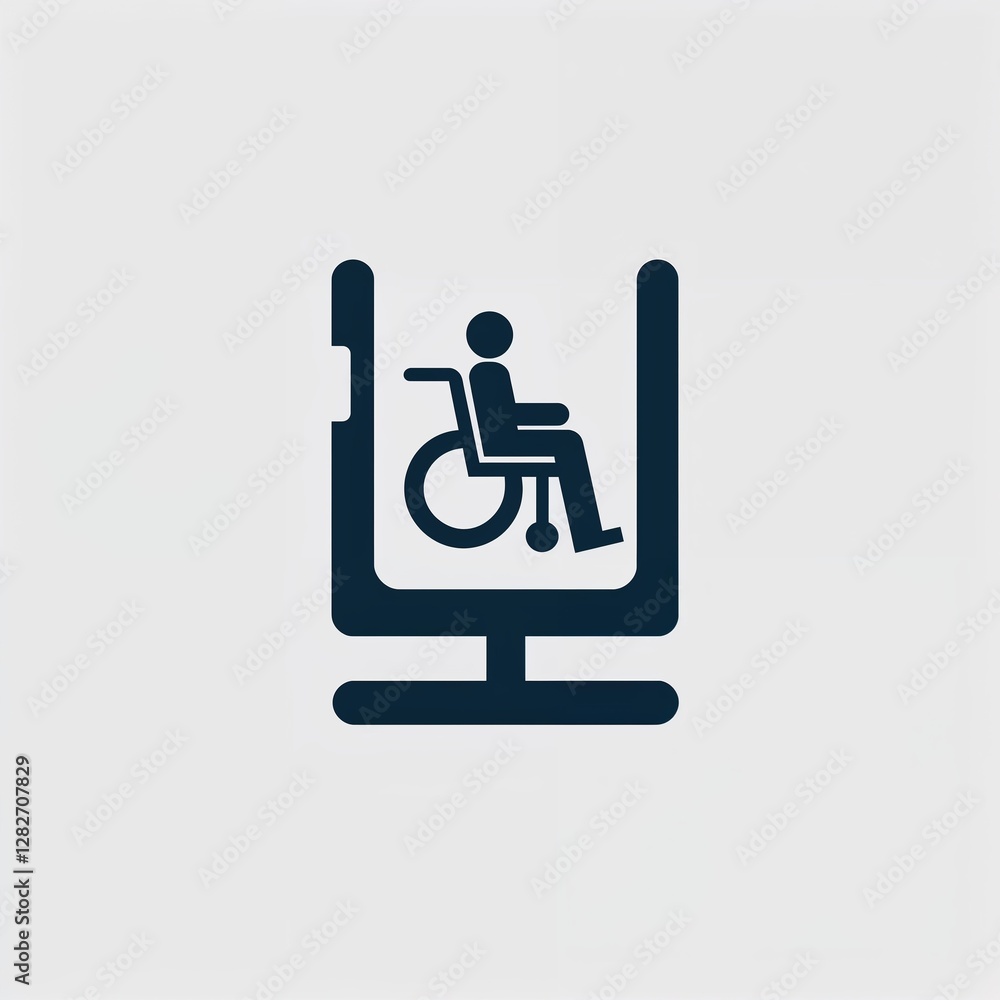 wheelchair lift icon on plain white background wheelchair lift icon on plain white background