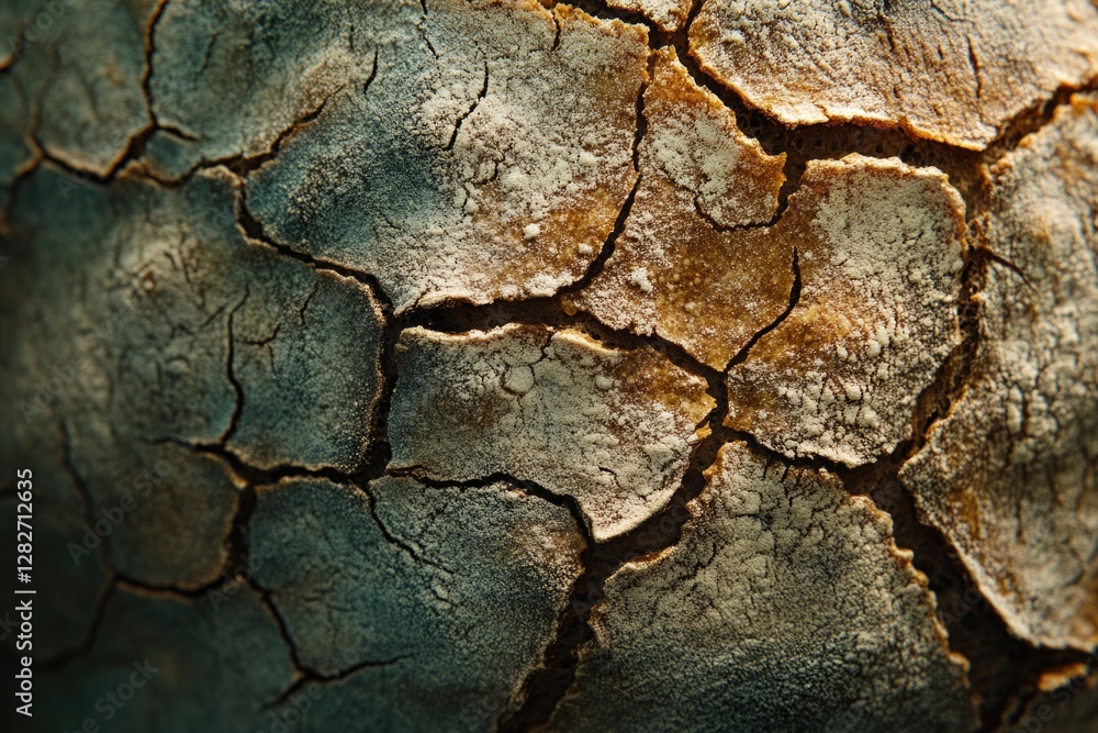 Close-up of a cracked sourdough bread crust, showcasing its texture and intricate details. Close-up of a cracked sourdough bread crust, showcasing its texture and intricate details.