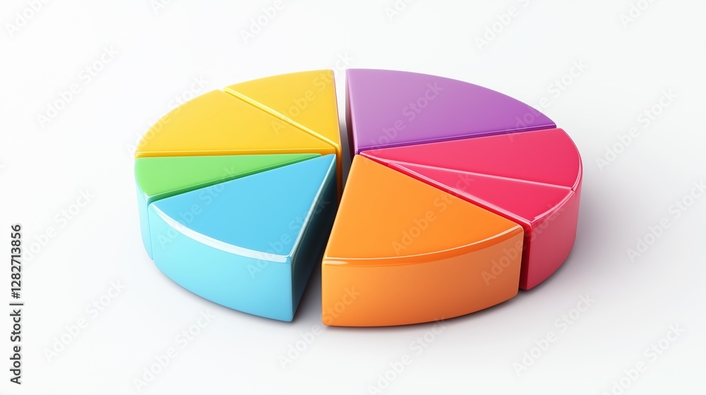 Fototapeta premium Colorful 3D Pie Chart Data Visualization for Business Presentation