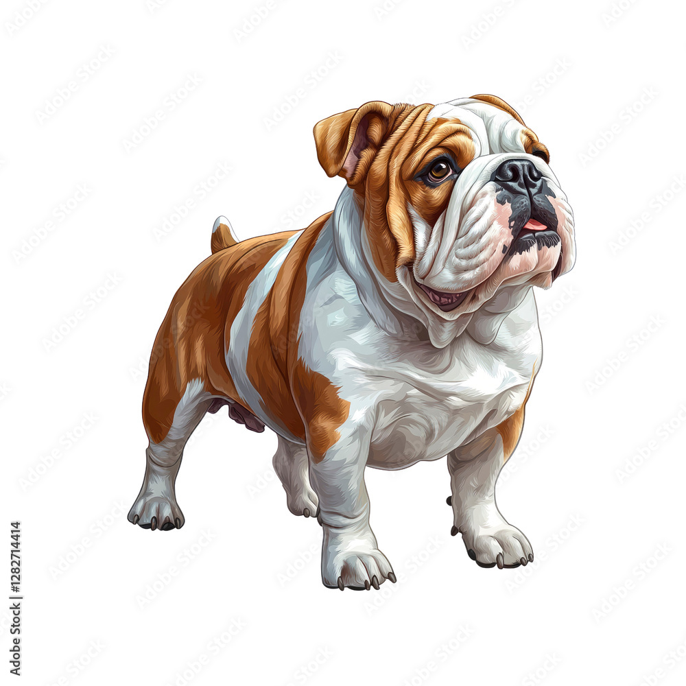 Obraz premium Adorable Brown and White English Bulldog Puppy Standing