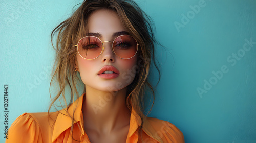 Wallpaper Mural Strong independent woman standing against a minimalist backdrop, bold fashion, confident pose Torontodigital.ca