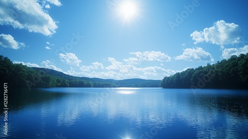 Wallpaper Mural Serene Lake Landscape Under a Sunny Sky Torontodigital.ca