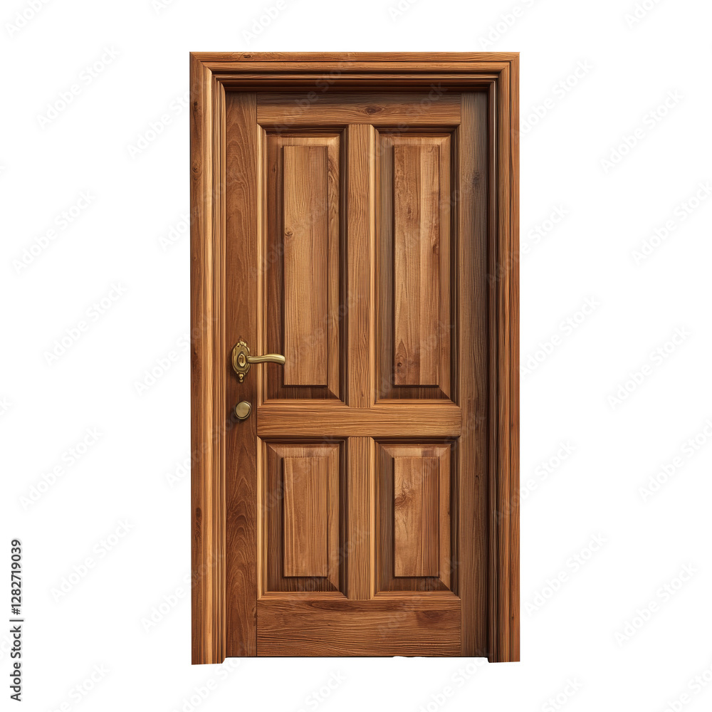 A door made of wood isolate on transparent background A door made of wood isolate on transparent background