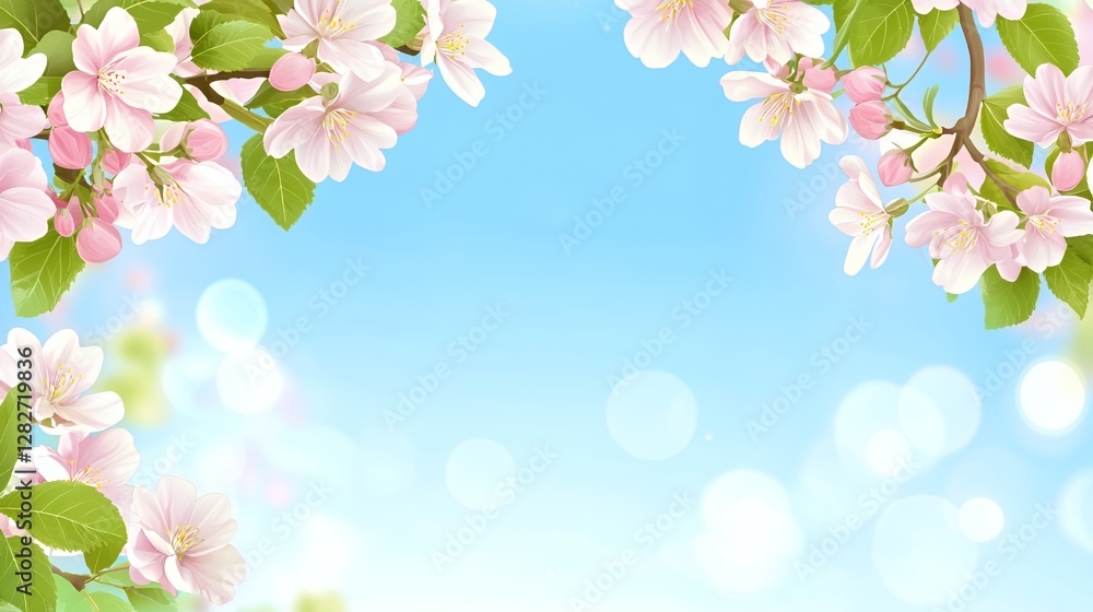 Pink Blossoms and Blue Sky Background Pink Blossoms and Blue Sky Background