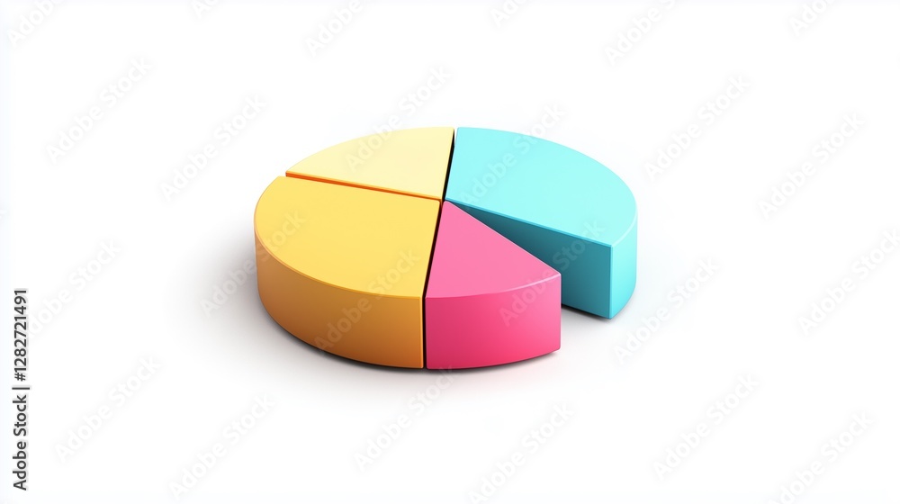 Obraz premium Four Color Sections 3D Pie Chart Data Visualization Presentation Graphic