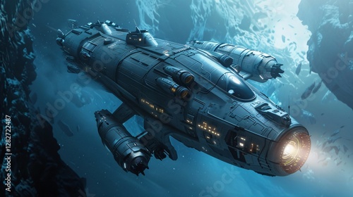 Wallpaper Mural A photorealistic spaceship venturing into the unknown, illuminated by soft, natural volumetric light Torontodigital.ca