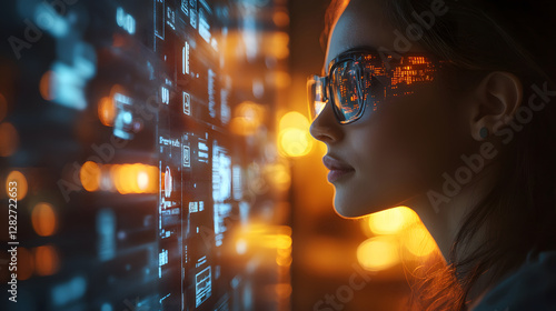 Wallpaper Mural Tech specialist surrounded by virtual data, interacting with AI-powered mobile applications Torontodigital.ca