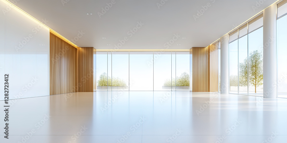 Obraz premium Extremely simple and light golden architectural interior space