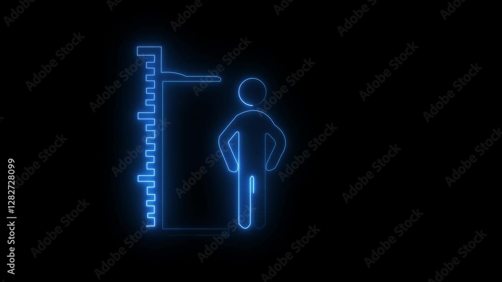 blue color Glowing neon line Measuring height body icon isolated graphic animation blue color Glowing neon line Measuring height body icon isolated graphic animation