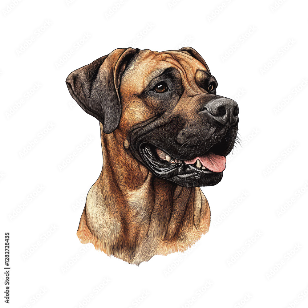 Fototapeta premium Majestic Boerboel Dog Portrait A Stunning Close-Up Illustration