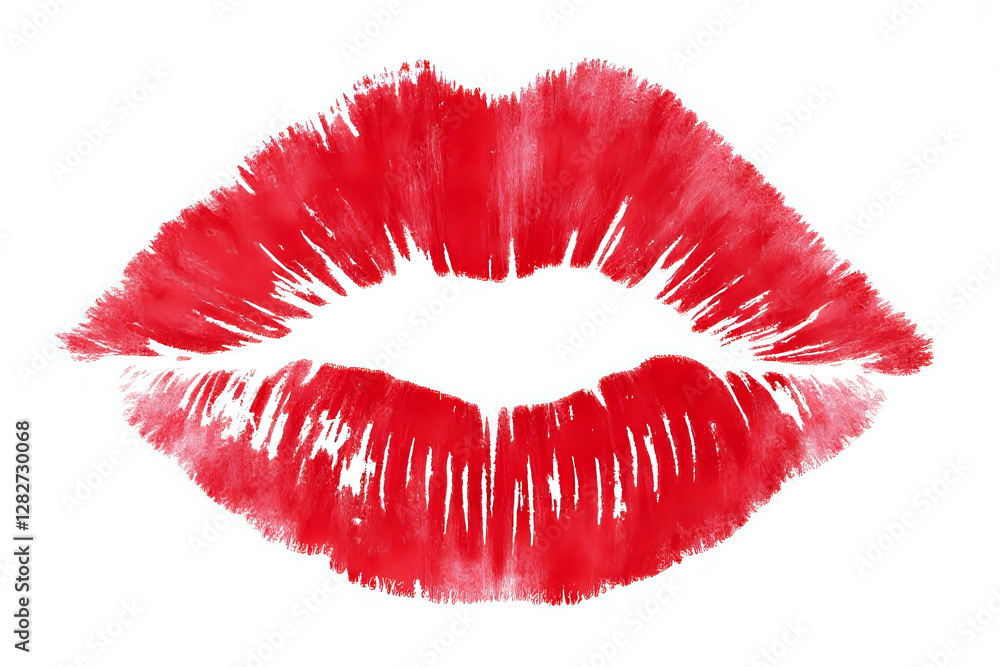 mprint of red lips on white paper, kiss background mprint of red lips on white paper, kiss background