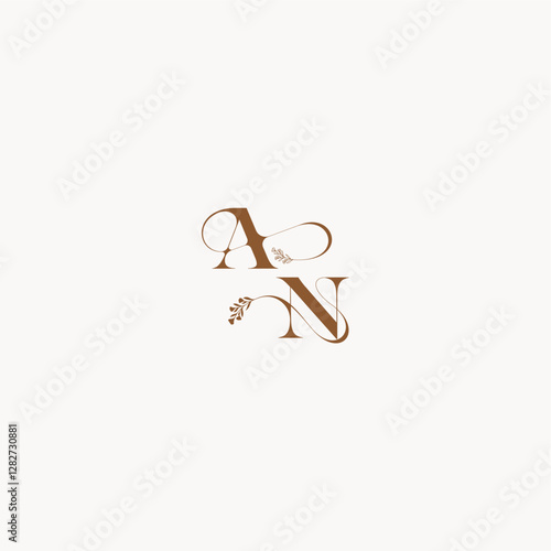 bold and hairline monogram wedding monogram logo initial AN elegant curve organic letter