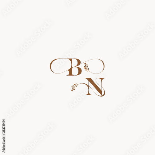 bold and hairline monogram wedding monogram logo initial BN elegant curve organic letter