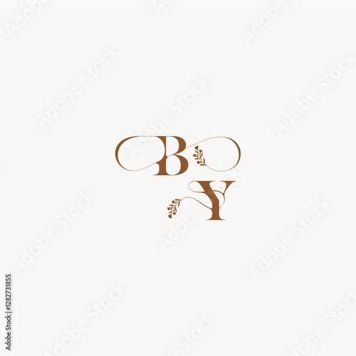 bold and hairline monogram wedding monogram logo initial BY elegant curve organic letter