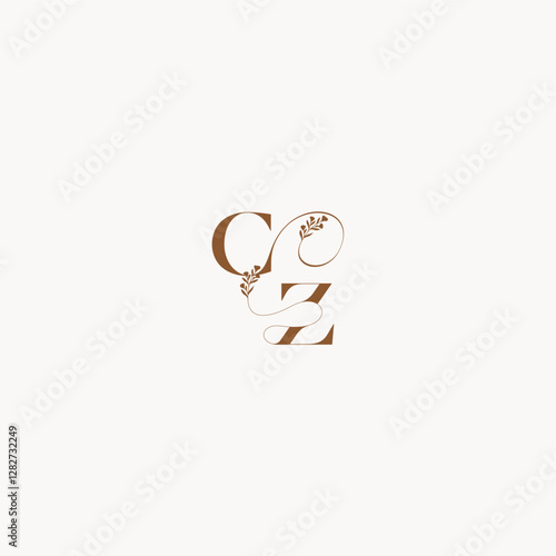 bold and hairline monogram wedding monogram logo initial CZ elegant curve organic letter