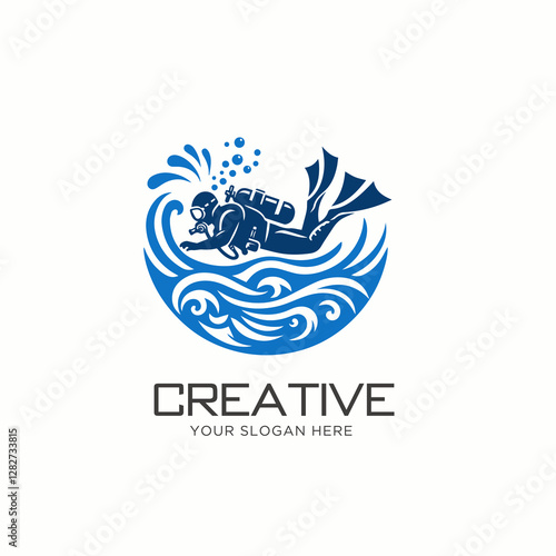 Wallpaper Mural Adventure Scuba Diving in deep blue sea vector Torontodigital.ca