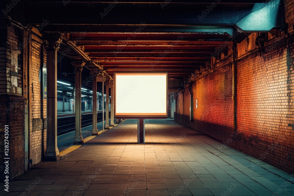 Illuminated Subway Station Blank Billboard Ad Illuminated Subway Station Blank Billboard Ad