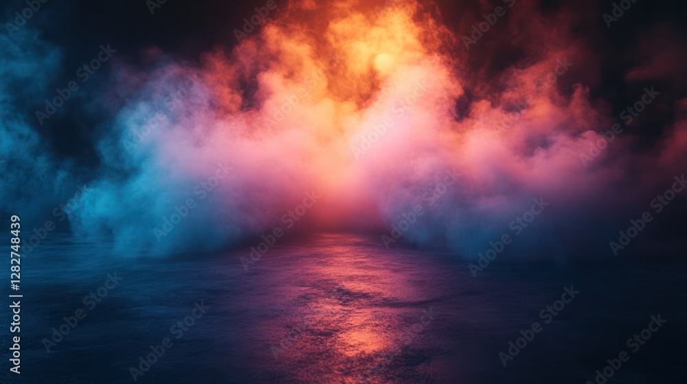 Fototapeta premium Colorful smoke studio floor background