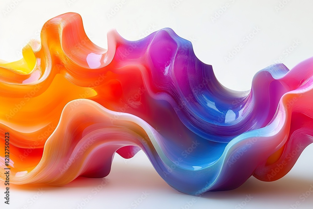 Abstract flowing colorful wave against a plain white background Abstract flowing colorful wave against a plain white background