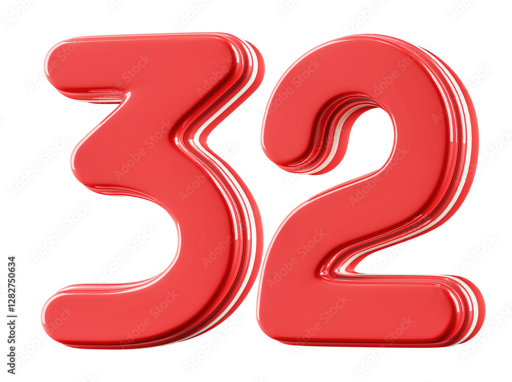 3D Glossy Red Number 32 3D Glossy Red Number 32