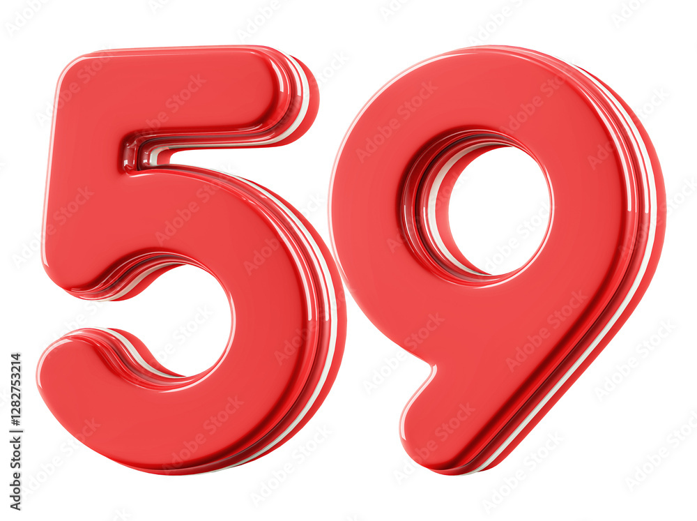 3D Glossy Red Number 59 3D Glossy Red Number 59