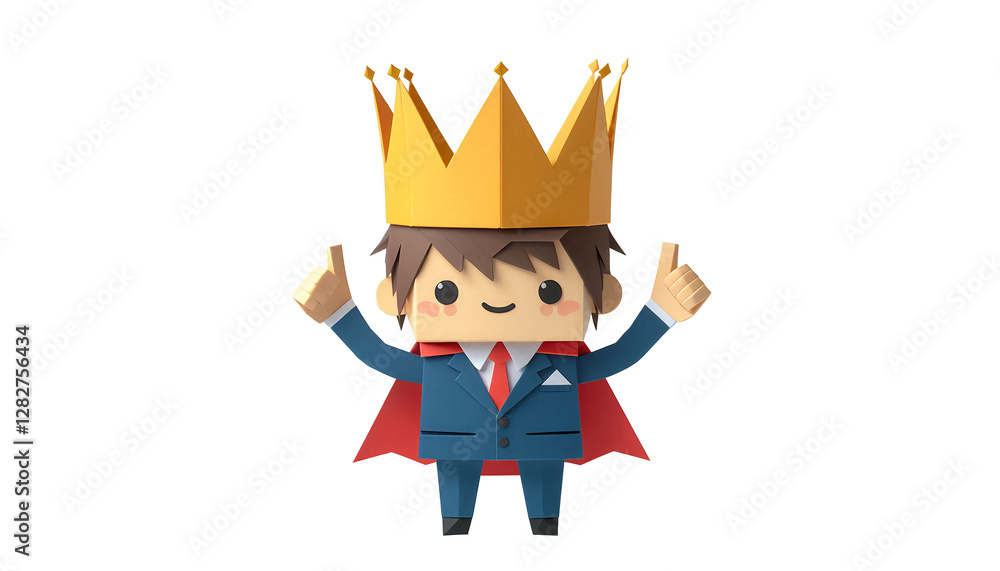 Whimsical Origami King Character – Playful Paper Art Illustration. Whimsical Origami King Character – Playful Paper Art Illustration.