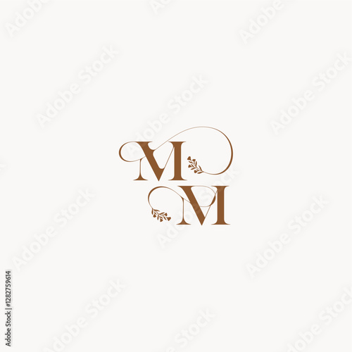 bold and hairline monogram wedding monogram logo initial MM elegant curve organic letter