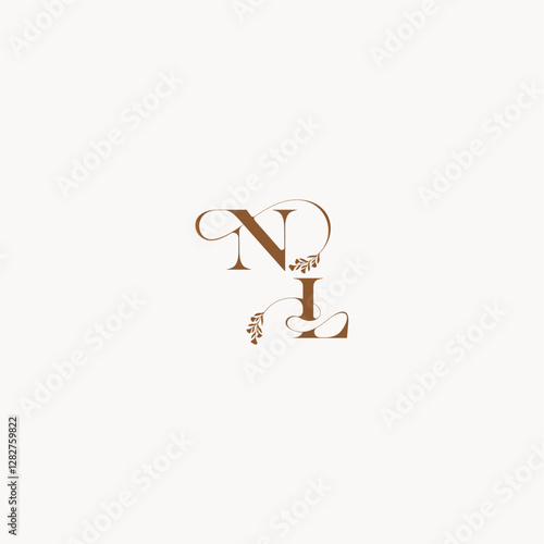 bold and hairline monogram wedding monogram logo initial NL elegant curve organic letter