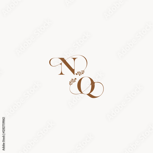 bold and hairline monogram wedding monogram logo initial NQ elegant curve organic letter