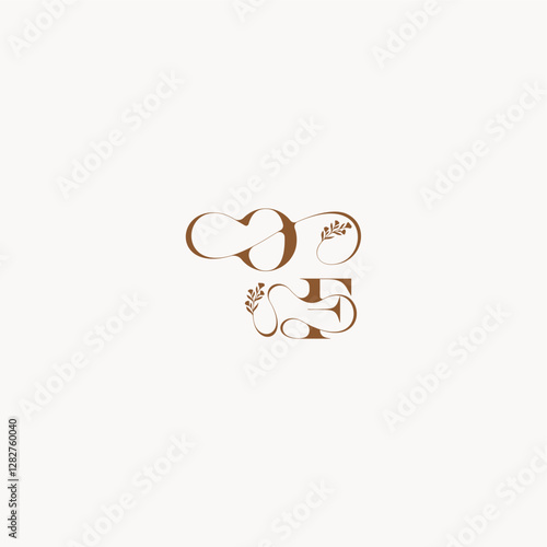 bold and hairline monogram wedding monogram logo initial OF elegant curve organic letter